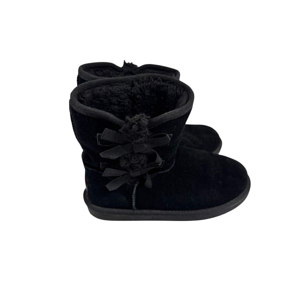 Koolaburra by UGG Victoria Short Black Suede Bow Boots Womens 5